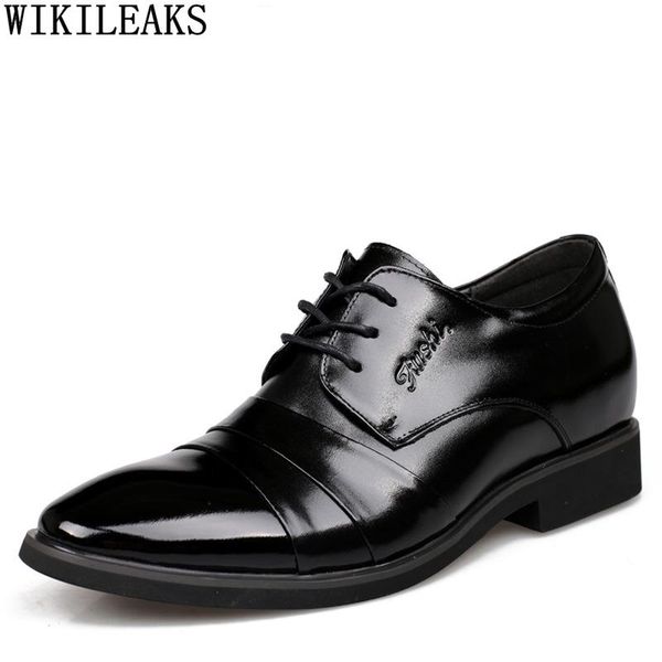 

formal elevator shoes for men dress man leather business suit oxford official wedding chaussure homme, Black
