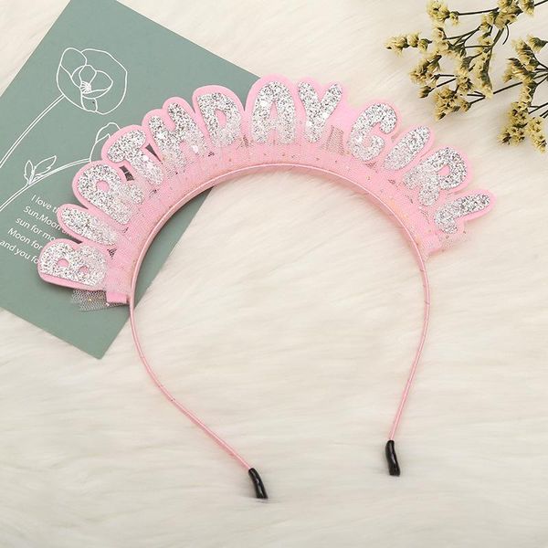 

party hats girl cute glitter happy birthday headband baby letter hairband sequins mesh hair hoop styling headpiece gift