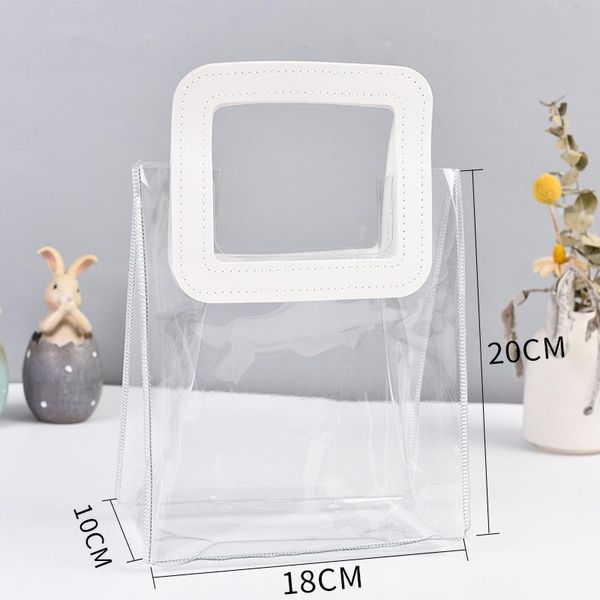 

gift wrap 1pcs transparent pvc handbag packaging bags with hand loop for candy cosmetics bridesmaid wedding souvenir wrapper supplies