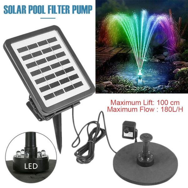 

solar fountain pump 1.5w solar/back-up battery powered with 7 nozzles for bird bath, pond, patio, pool garden decorations