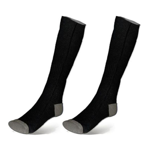 

sports socks 1 pair of electric heated rechargeable usb battery wireless and convenient adjustable level long knitted foot warmer, Black