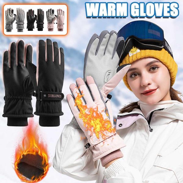 

cycling gloves winter outdoor durable soft breathable windproof full finger snow ski warm mountain climbing mittens#p4, Black