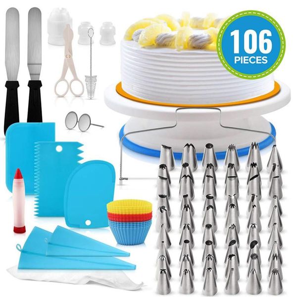 

baking & pastry tools 106 pcs cake turntable set rotating stand spatula decorating cream rotary table accessories