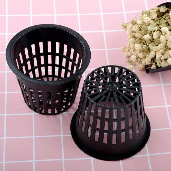 

10pcs net cups slotted mesh wide lip filter plant pot bucket basket for hydroponics grow clone planters & pots