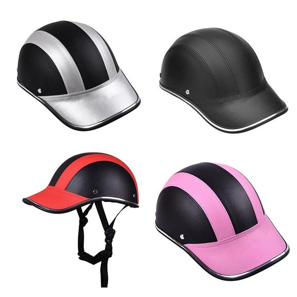 

motorcycle leather helmets bike scooter half open face protective helmet hard hat-safety racer baseball cap-safety