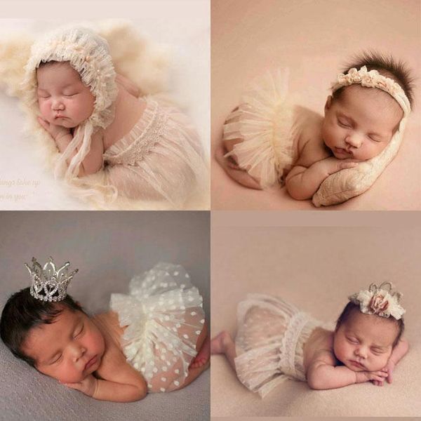 

caps & hats born pography props baby girl lace dress romper bodysuits outfit clothing kids floral dresses po shooting, Yellow