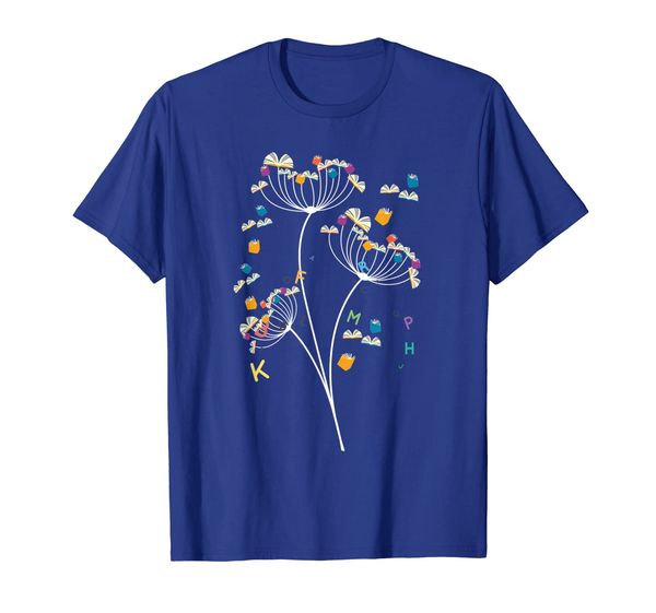 

book flower fly dandelion lover reading fan floral gift t-shirt, White;black