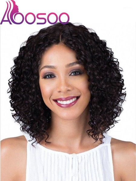 

african curly wig, synthetic short hair and bangs mixed black wig wigs1
