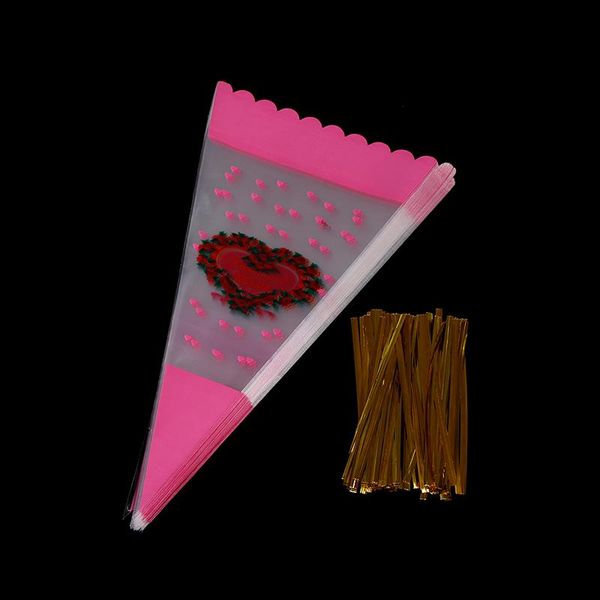 

gift wrap 100x colorful cone shape cellophane bags candy sugar popcorn flower packing bag