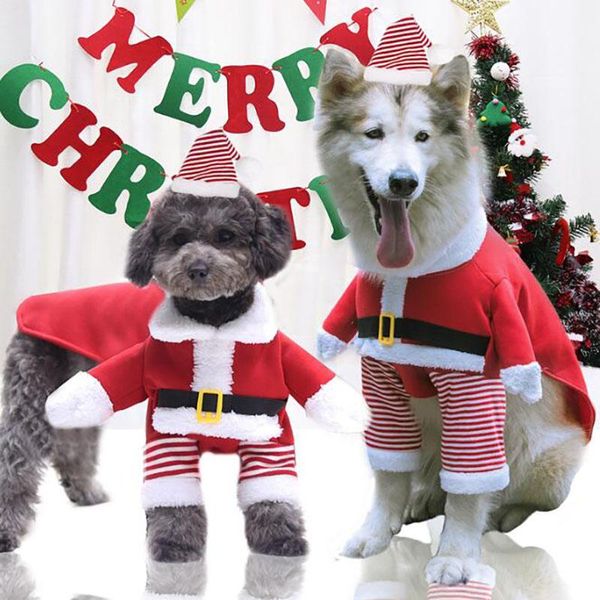 

christmas pets dressing up santa clothes funny pet for small medium large dogs puppy cat cosplay costume with hat 2021 costumes