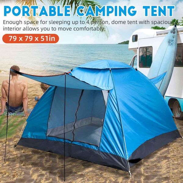 

tents and shelters automatic tent 3-4 person camping easy instant setup protable backpacking rainproof for sun shelter travelling hiking