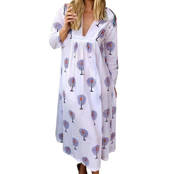 

large maternity v-neck printed dress pregnancy dresses for po shoot, White