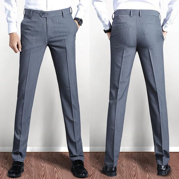 

men's pants trousers 2021 summer elastic slim youth business leisure suit, Black