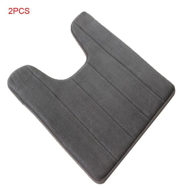 

bath mats 2 pieces u-type memory cotton toilet mat carpet anti-slip elastic bathroom