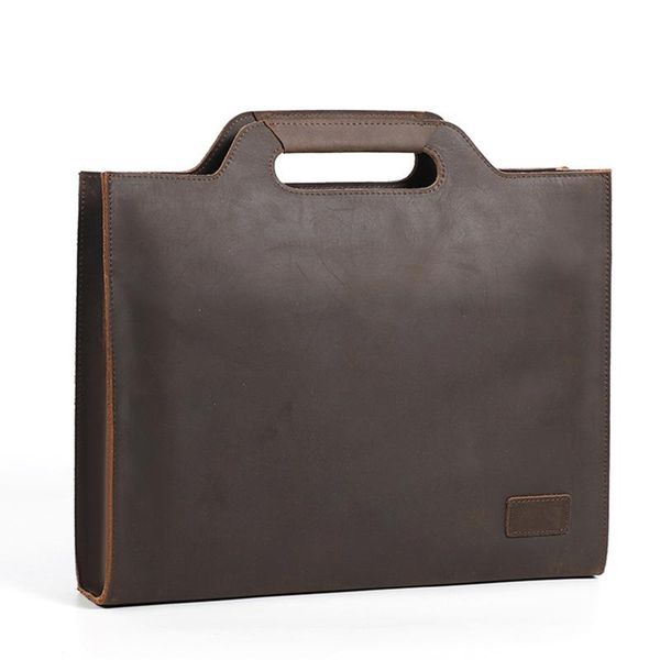 

briefcases korean leather briefcase men vintage handbag male messenger bags lapshoulder bag office case for documents 605