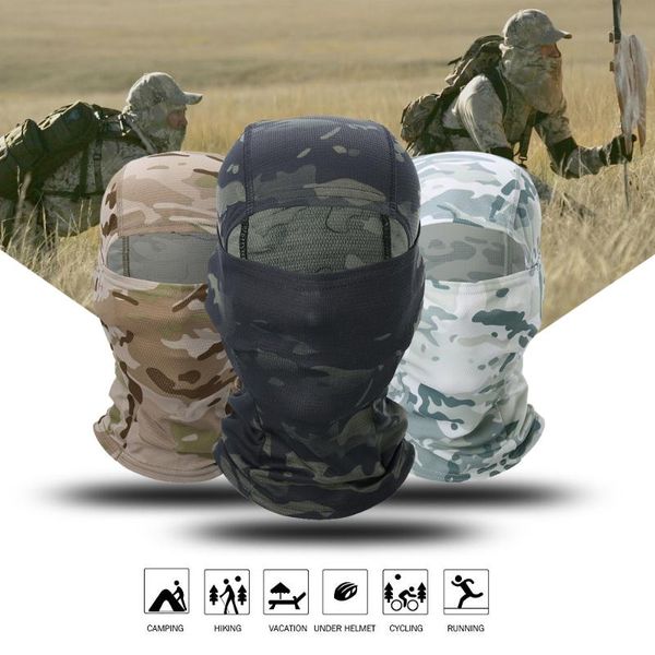 

cycling caps & masks multicam camouflage balaclava full face scarf mask hiking hunting army bike military head cover tactical cap me, Black