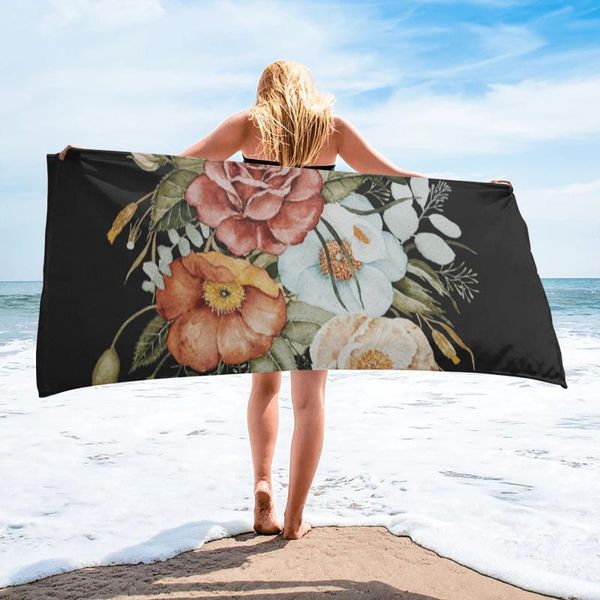 

towel roses and poppies bouquet beach sports quick dry microfiber blanket for adults kids outdoor picnic