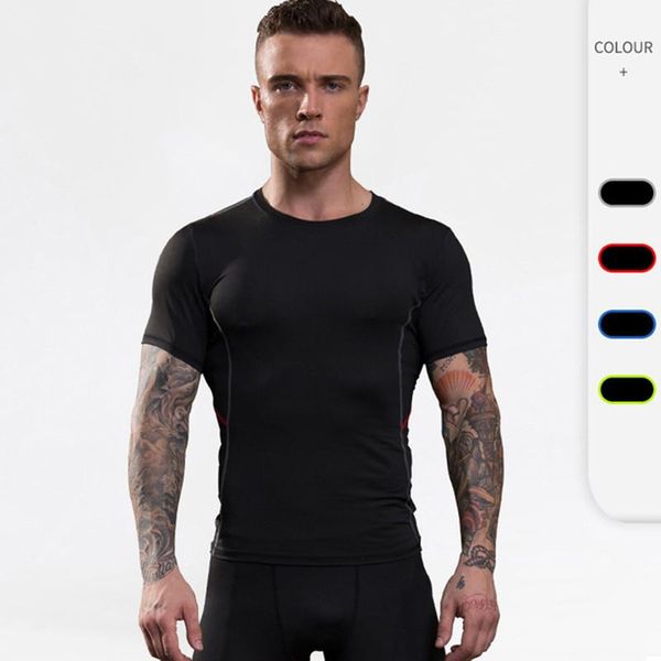 

running jerseys t shirt for men soccer basketball gym tshirt man summer fitness short sleeve tee t-shirt sportswear compression clothing, Black;blue