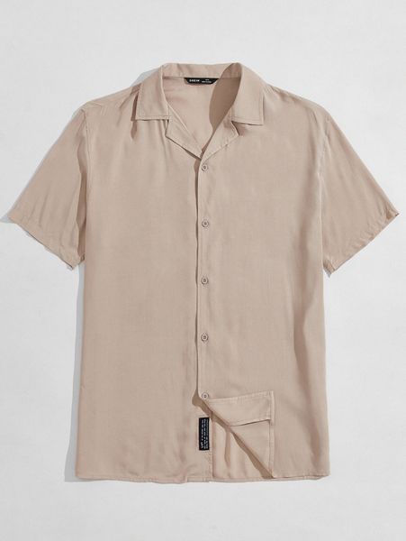 

men revere collar patched detail shirt o9ky#, White;black