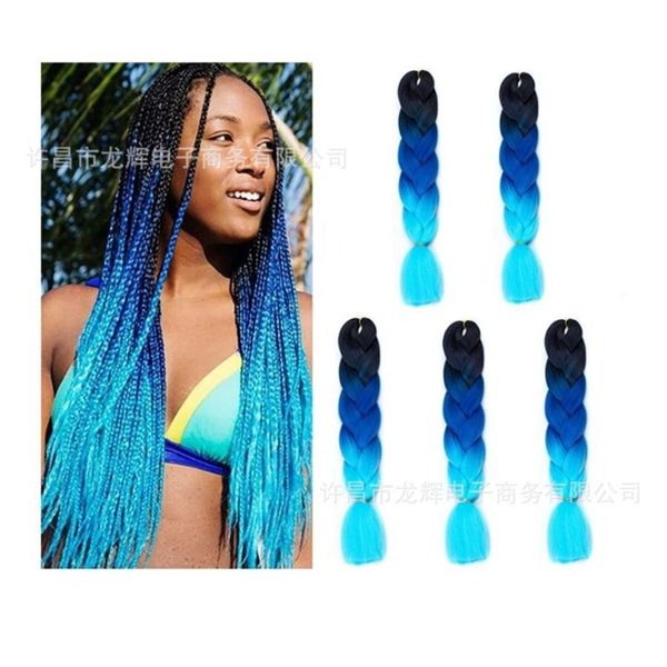 

dirty color gradual change chemical fiber big extensions small hair braid wig, Black