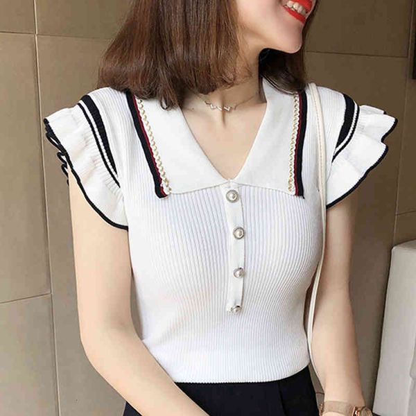 

women's t-shirt shintimes summer thin knitted kawaii clothes woman tshirts slim short sleeve t shirts women tee shirt femme g, White