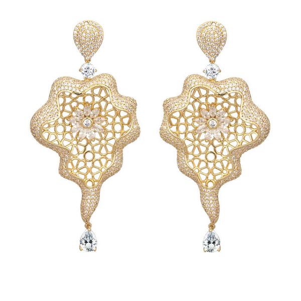

tirim luxury brand design ing drop dangle earrings jewelry for women shiny cubic zirconia suitable 2020, Silver