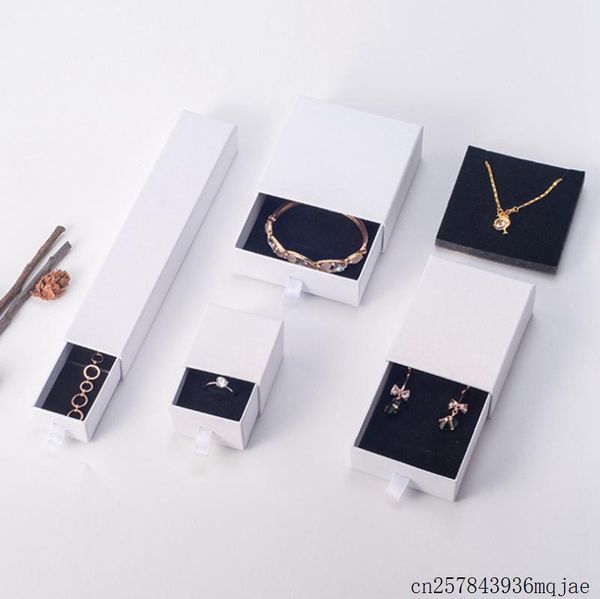 

gift wrap 60pcs white drawer box jewelry packaging kraft paper earring ring boxes