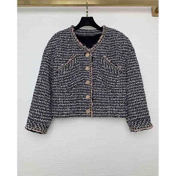 

women's jackets cosmicchic 2021 early autumn tweed jacket women knitted coat single breasted v-neck shoulder drop elegant short silk li, Black;brown