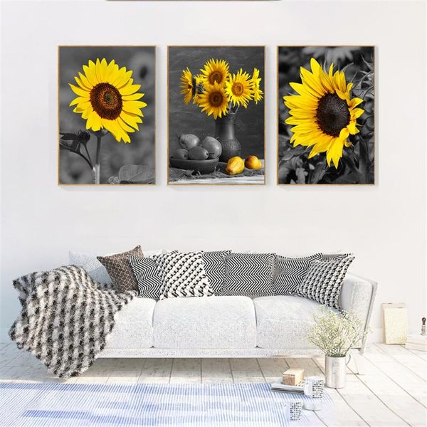

paintings yellow sunflower posters and prints canvas painting wall art vintage pictures for living room kitchen modern home decor no frame