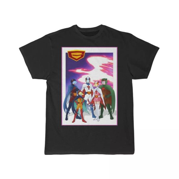 

battle of the planets team g force gatchaman short sleeve tee, White;black