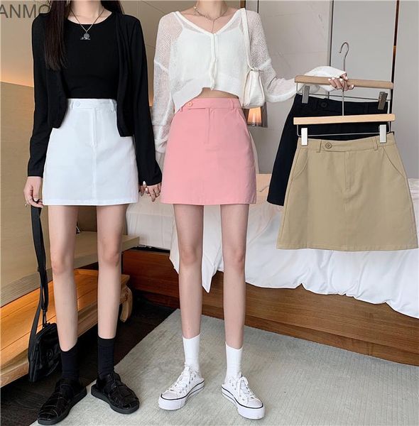 

women's shorts temperament a-line skirt summer 2021 korean high waist versatile hip short fashion, White;black