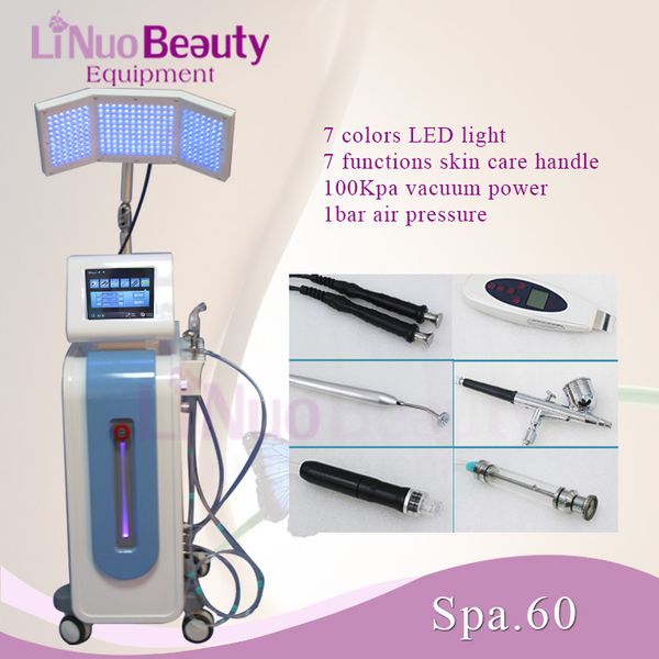 

7 in 1 hydro dermabrasion diamond microdermabrasion oxygen jet spray injector led pdt pn bio microcurrent skin scrubber spa beauty equipment, Black;white