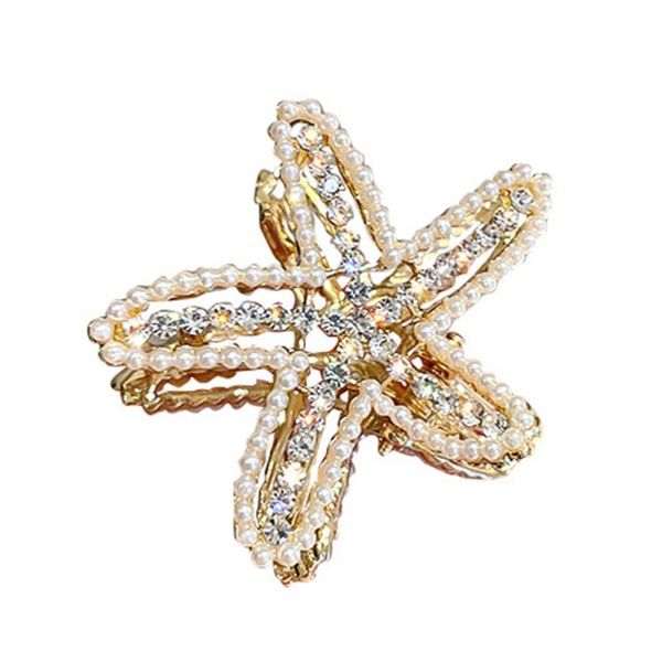 

charm bracelets 1pc creative pearl hair claw clip pin grip (golden), Golden;silver