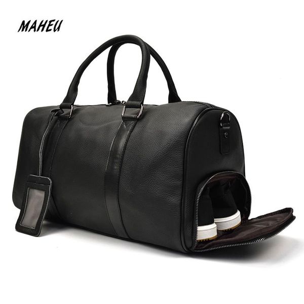 

men's trip bag business outdoor dufful bags man pure skin crossbody training sport leather luggage on travel duffel
