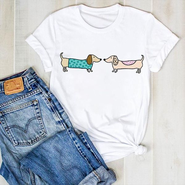 

men print lady dog mens t shirt pet summer kiss lover printed ladies clothes graphic tee female clothing, White;black