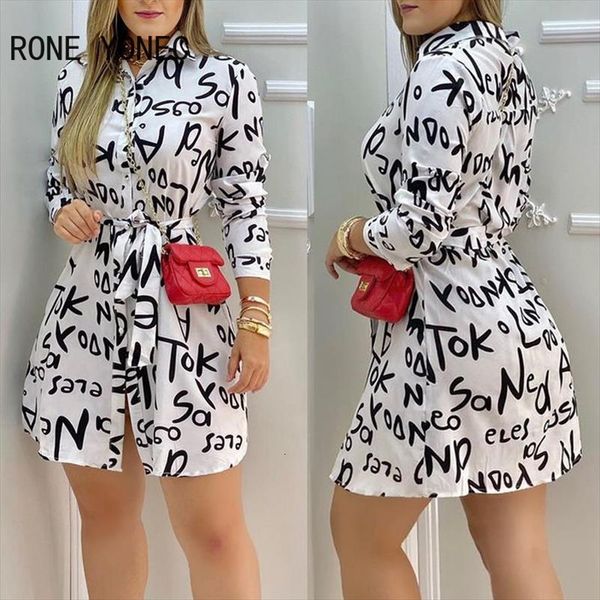 

elegant letter print long sleeve women dress casual shirt summer vacation, Black;gray