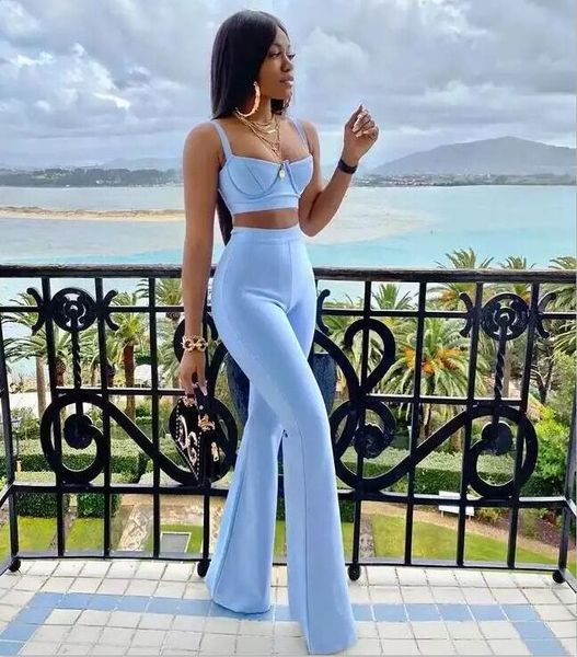 

tracksuits women's spring sleeveless grey rose blue piece long strip 2021 celebrity fashion designer suit bbry, Gray