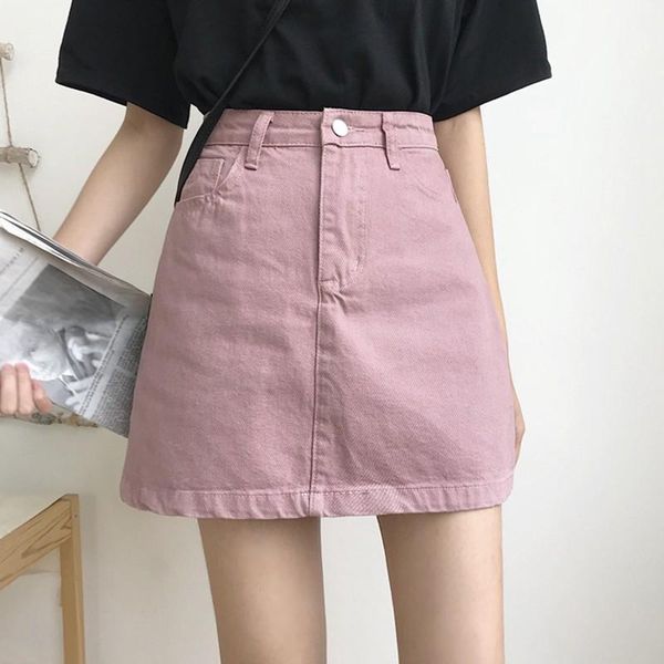 

skirts women's skirt jean women high waist pure color pockets fashion wild slim mini short black a-line hip  size