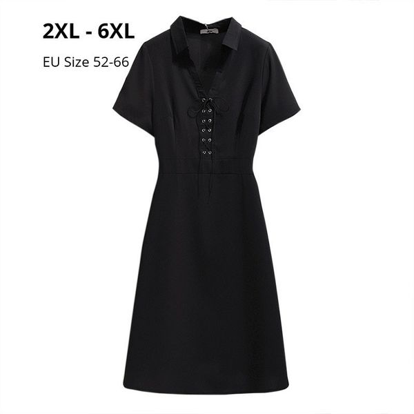 

dresses plus size 6xl 5xl 4xl 3xl 2xl women short sleeves summer dresses femme vintage black clothing a-line slim dress for mujers, Black;gray