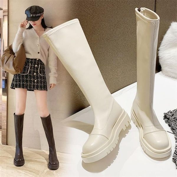 

boots real soft leather thick soled for women in autumn and winter 2021, Black