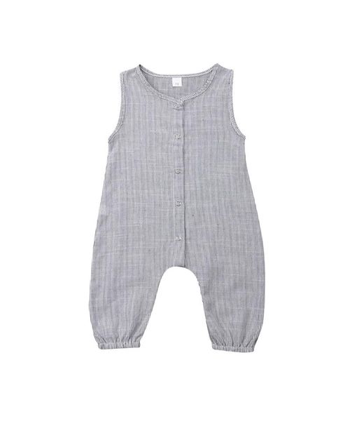

jumpsuits born baby boy girl sleeveless jumpsuit cotton solid color button long pants romper clothes outfits, Blue