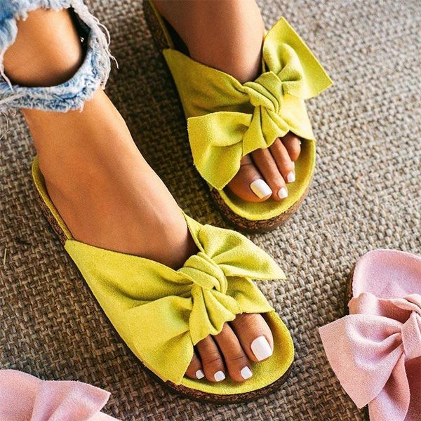 

women slippers female flats slides footwear summer sandals farbic bowknot casual shoes ladies fashion plus size shoe, Black