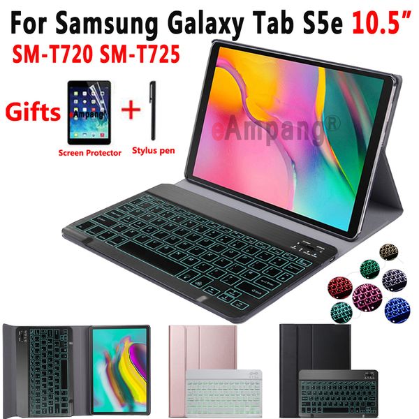 Света с подсветкой Клавиатура Чехол для Samsung Galaxy Tab S5E 10.5 2019 T720 T725 SM-T720 Планшетный кожаный Крышка Funda Bluetooth Клавиатура