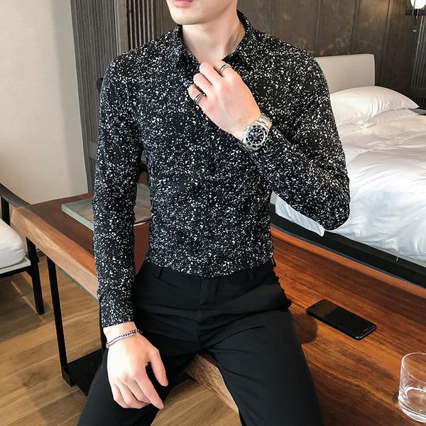 

men's casual shirts spring business gentlemen shirt men clothes 2021 black long sleeve slim fit formal wear blouse homme 3xl, White;black