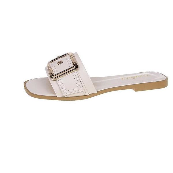 

fashion women's slippers solid color simple vamp buckle design trend all-match outdoor, Black