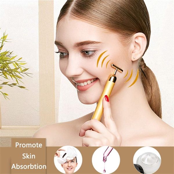 

brainbow beauty bar 24k golden pulse facial massager beauty roller vibration massager stick lift skin tightening wrinkle bar