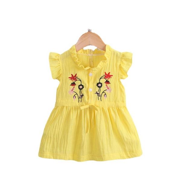 

girl's dresses 0-4years fashion embroidery girls kids summer princess dress cotton flower children clothes girl casual, Red;yellow