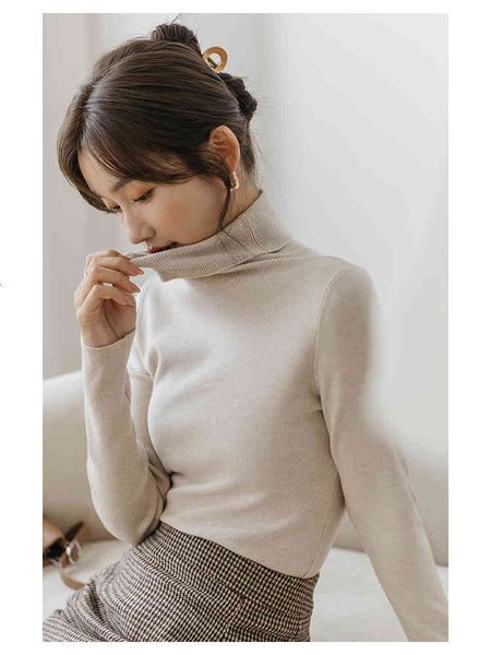

sweaters Womens turtleneck long sleeve thin fit T-shirts sweater a259, White;black