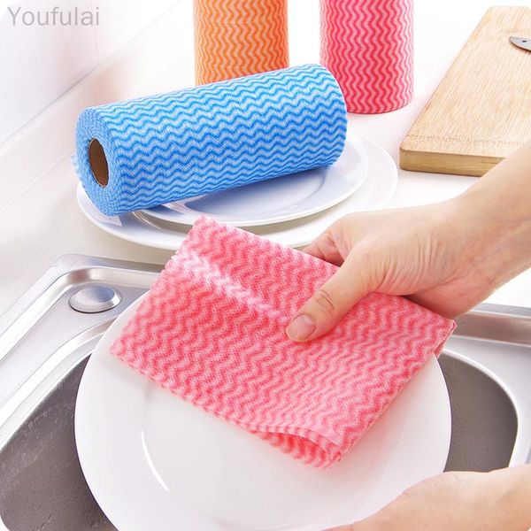 

cleaning cloths 50 kitchen towel dry roll paper non-woven fabric tableware rag household tissue disposable dust water stains dish cloth