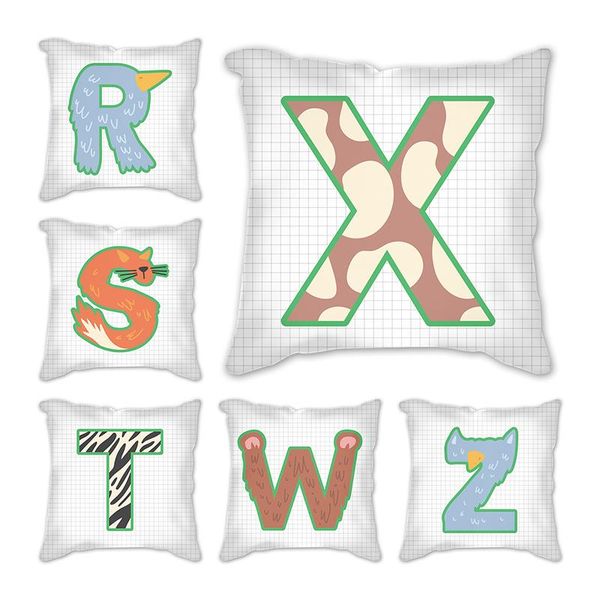 

cushion/decorative pillow letter cartoon animals cushions cover white pillows art bed gifts for sofa 45x45cm polyester housse de coussin